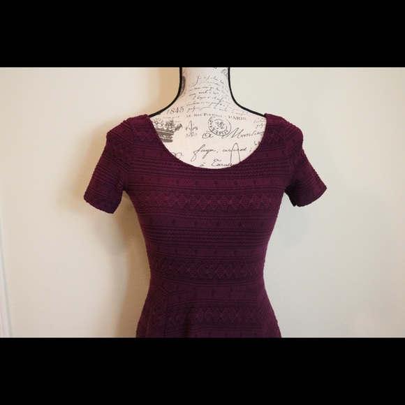 New fitted waist knit jersey skater purple dress - Picture 7 of 8